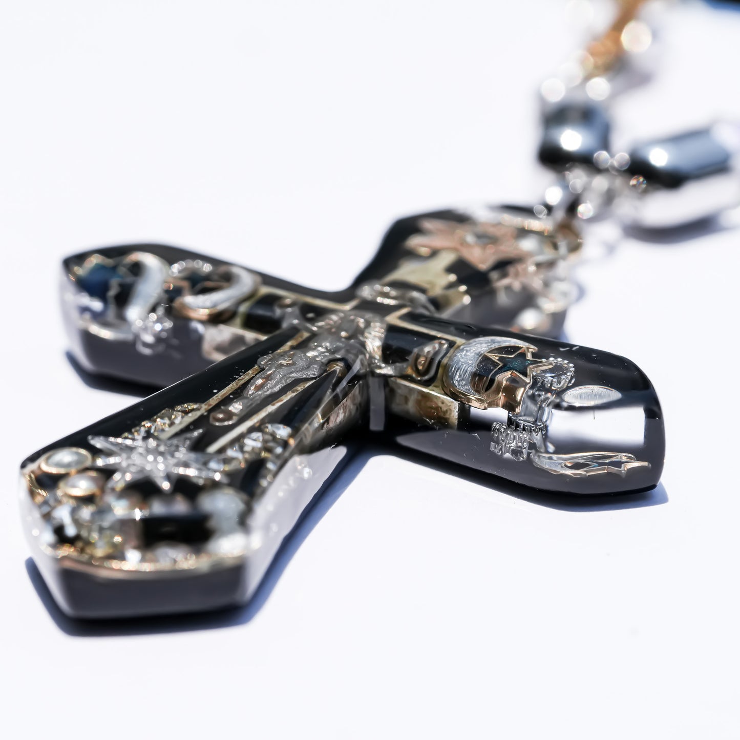 Starlit Cross Necklace - Black