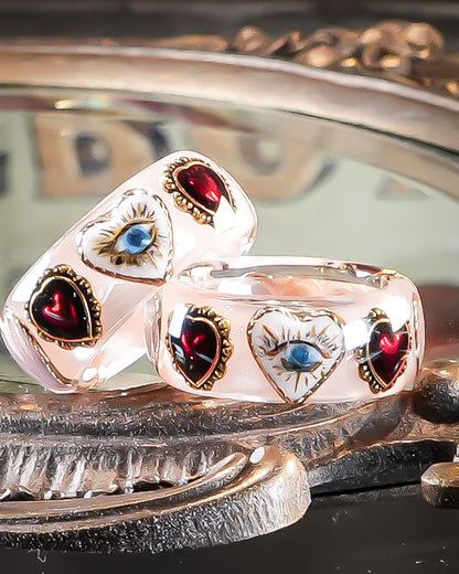 Mystic Eye Heart Ring – Smoky Pink / #11 #12
