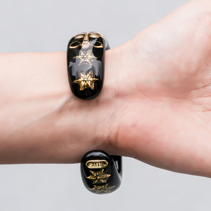Sacred Cross Bracelet - Black × Pearl × Gold