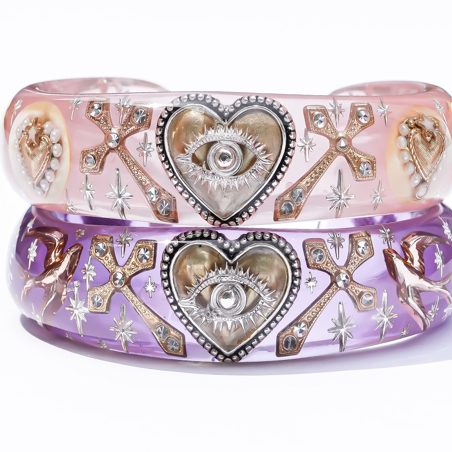 Sacred Eye Heart Bracelet - Smoky Purple × Gold × Silver