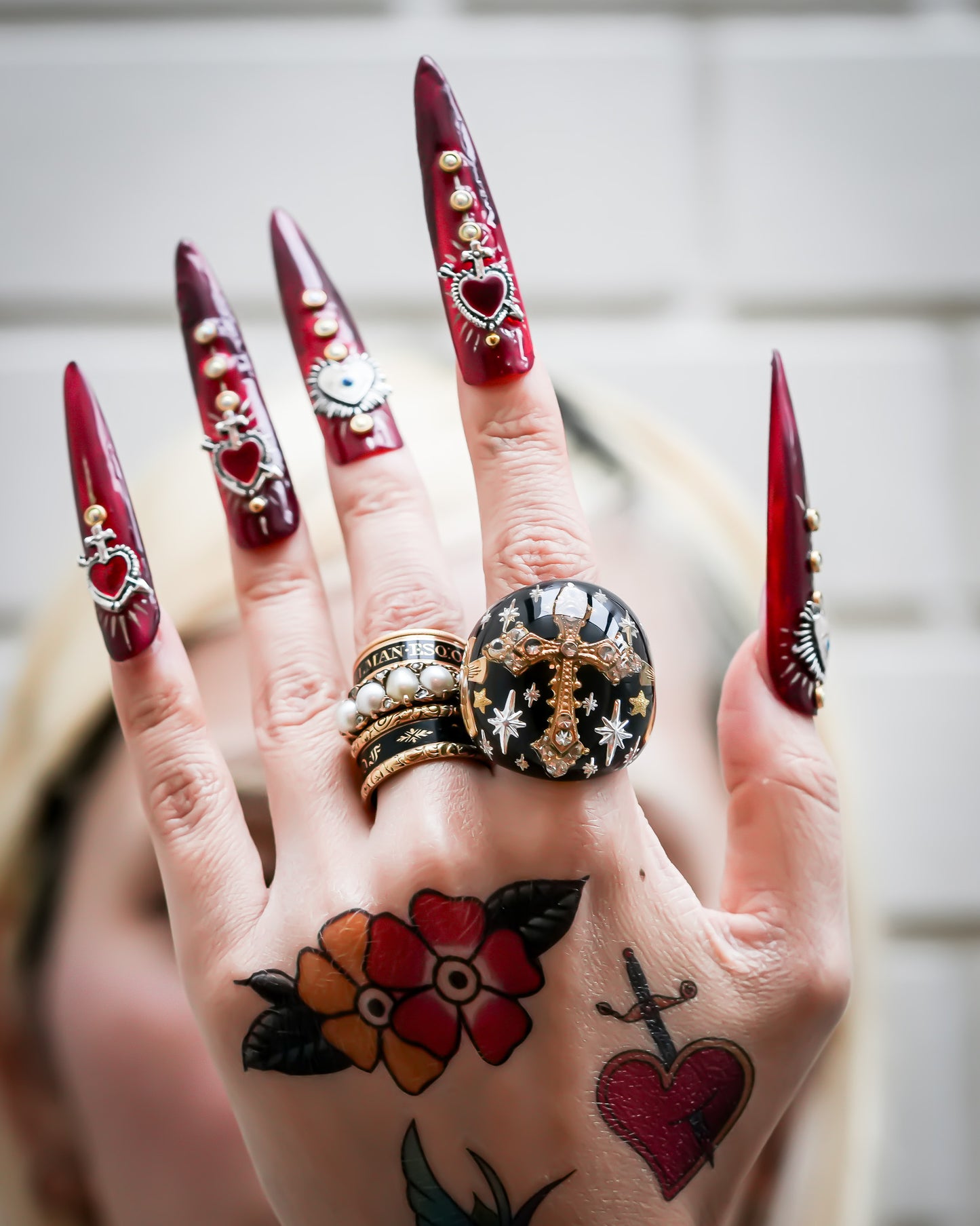 Starlit Vintage Cross Ring - Black / #12 #14