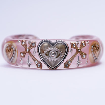 Sacred Heart Veil Bracelet – Smoky Pink × Gold × Silver