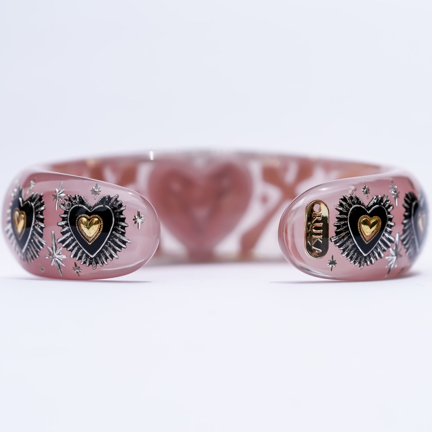 Sacred Heart Veil Bracelet – Smoky Pink × Gold × Silver