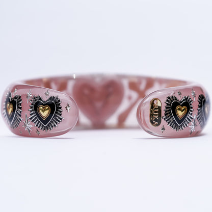 Sacred Heart Veil Bracelet – Smoky Pink × Gold × Silver