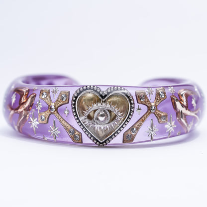 Sacred Eye Heart Bracelet - Smoky Purple × Gold × Silver