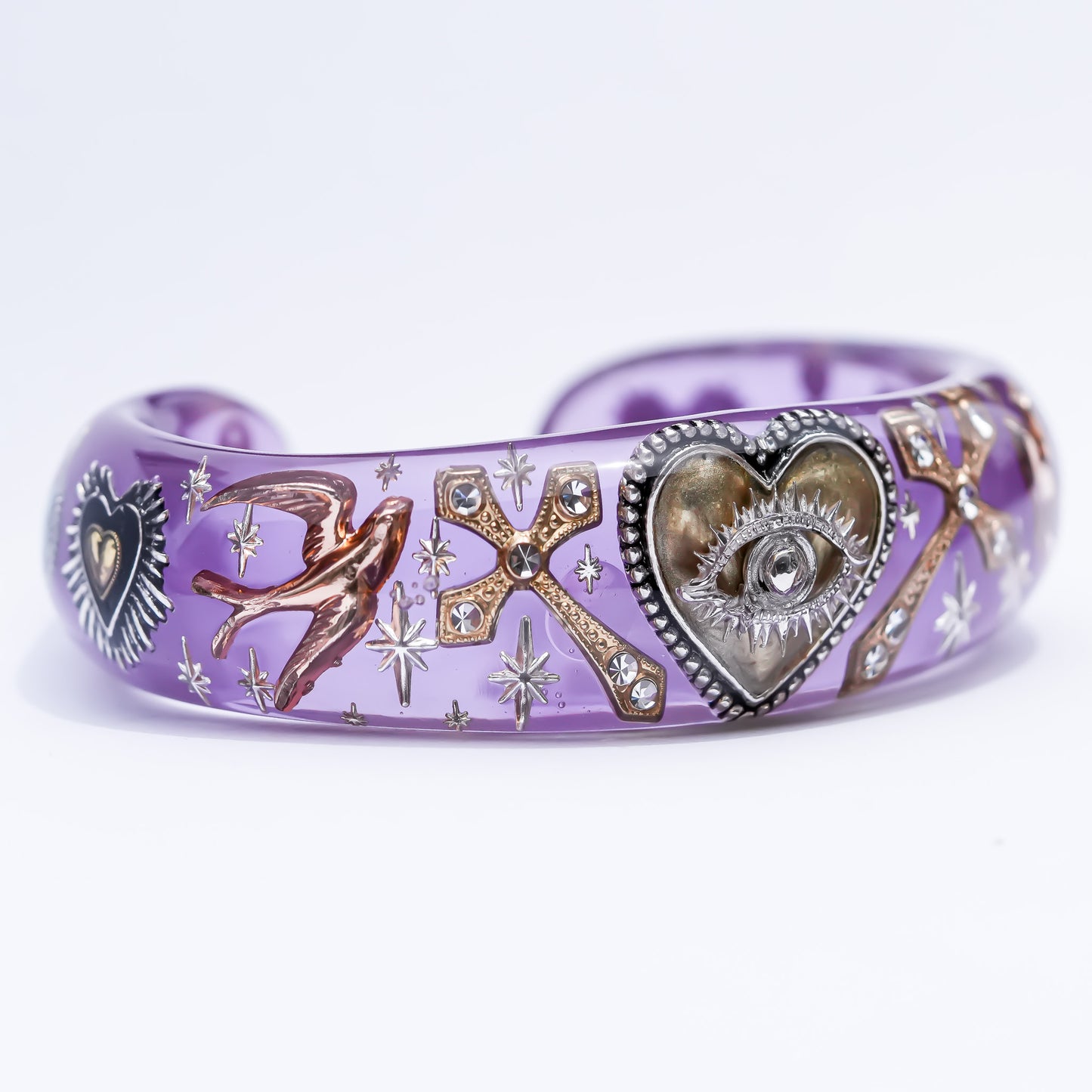 Sacred Eye Heart Bracelet - Smoky Purple × Gold × Silver