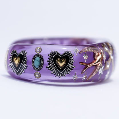 Sacred Eye Heart Bracelet - Smoky Purple × Gold × Silver