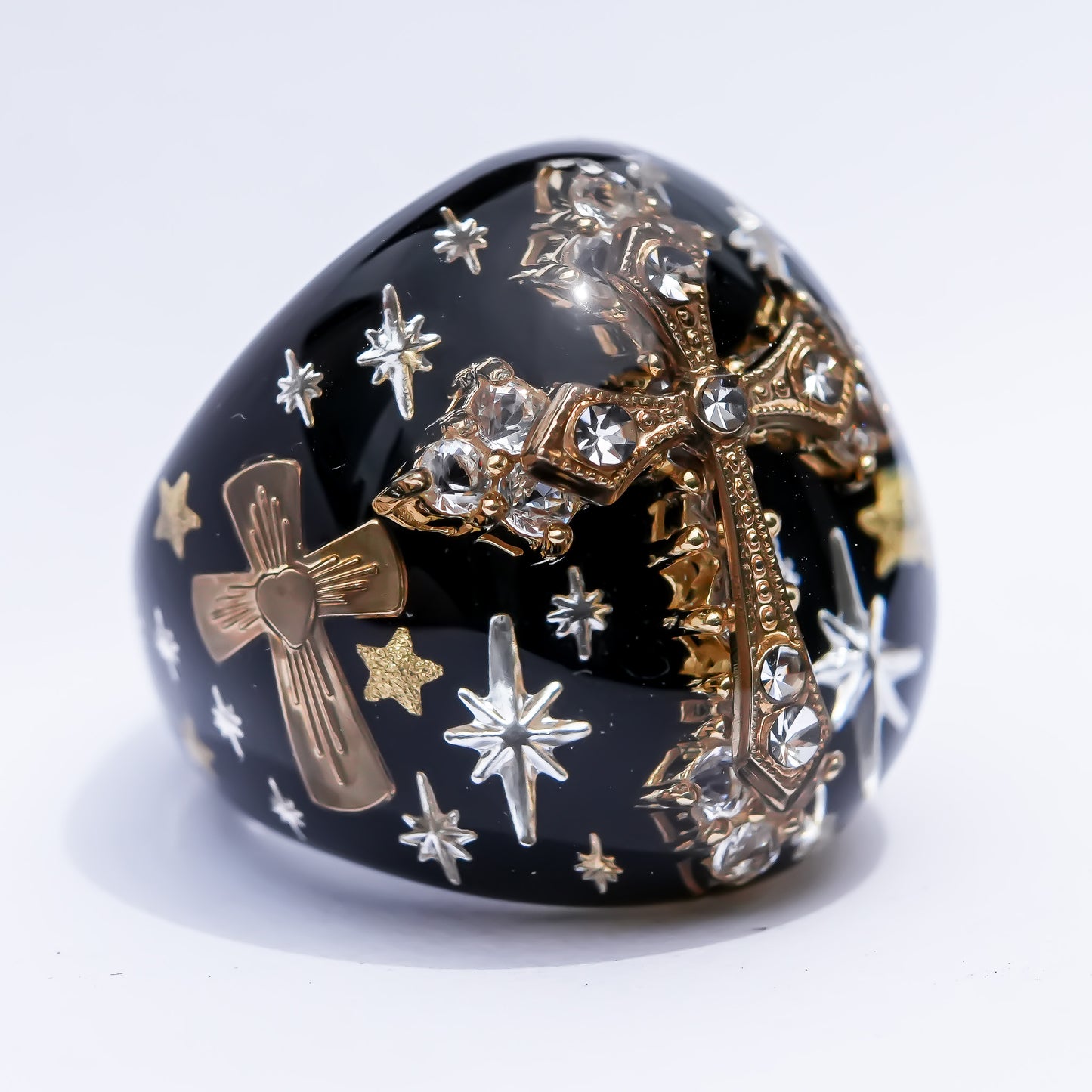 Starlit Vintage Cross Ring - Black / #12 #14