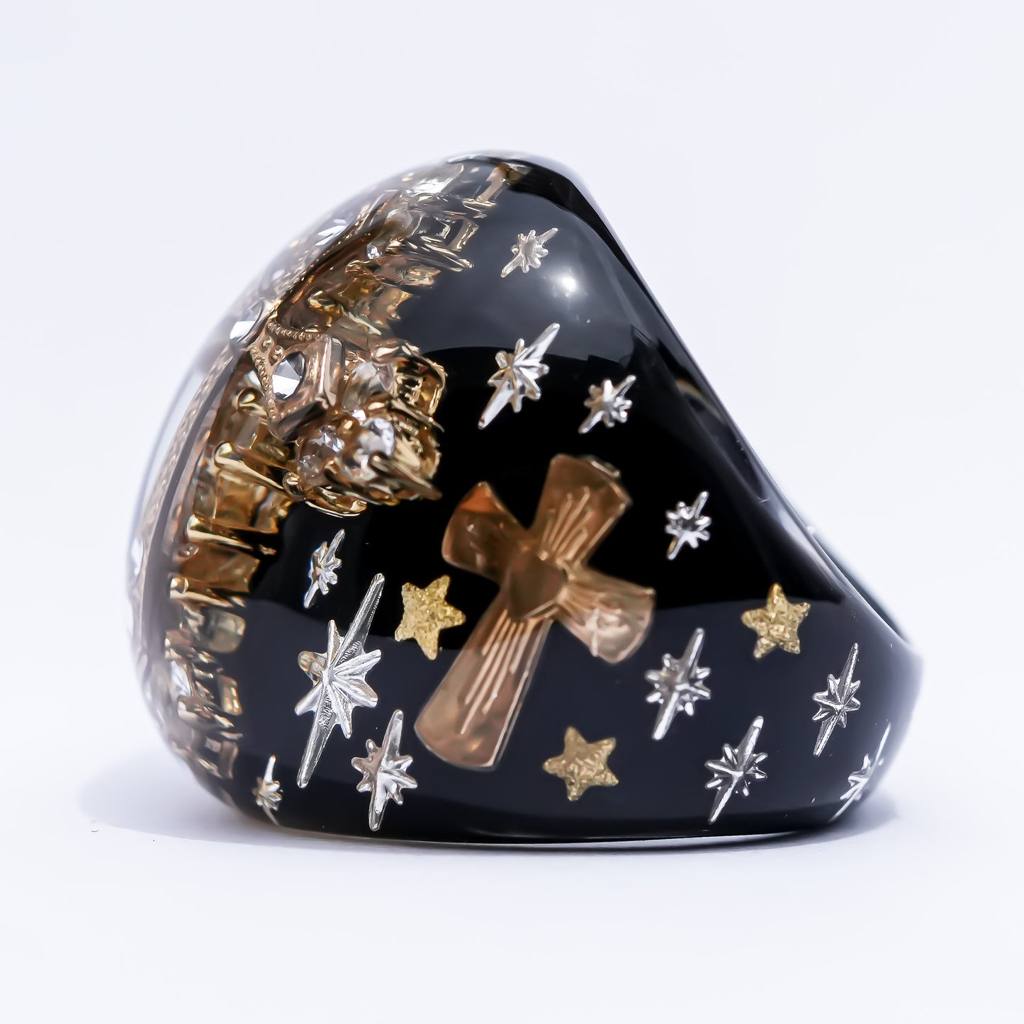 Starlit Vintage Cross Ring - Black / #12 #14