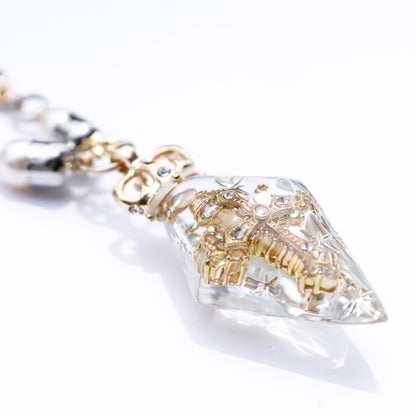 Crowned Pendulum Cross Necklace - Clear