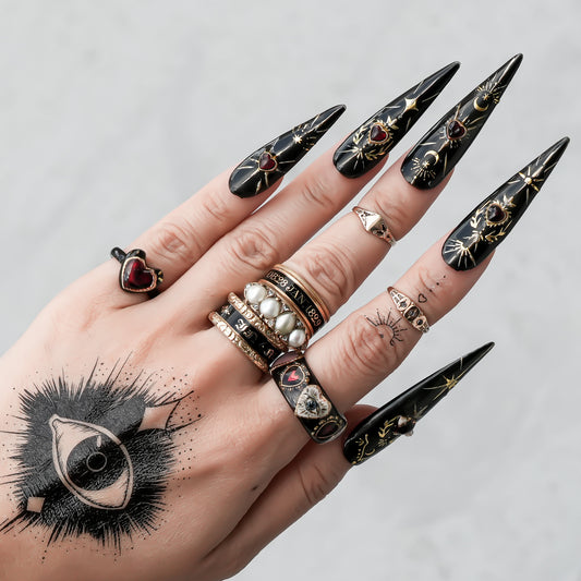 Mystic Eye Heart Ring – Jet Black / #10 #11 #18