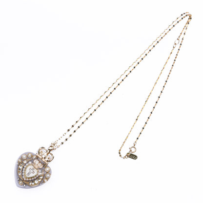 Crowned Sacred Heart Necklace - SmokyWhite × White