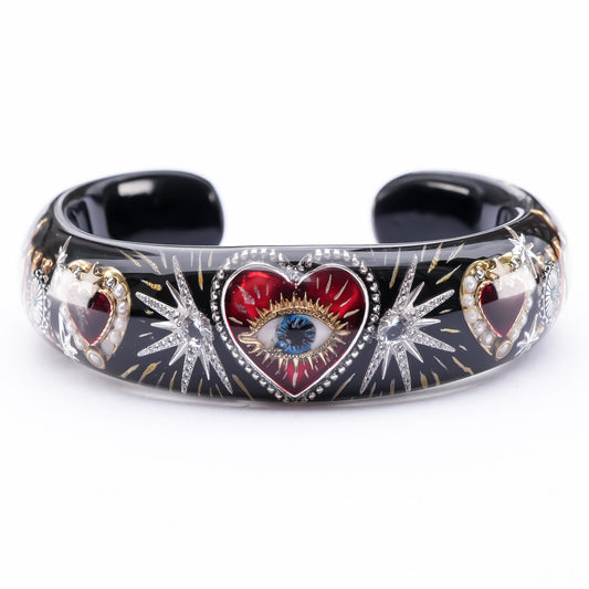 Mystic Eye Heart Bangle – Jet Black