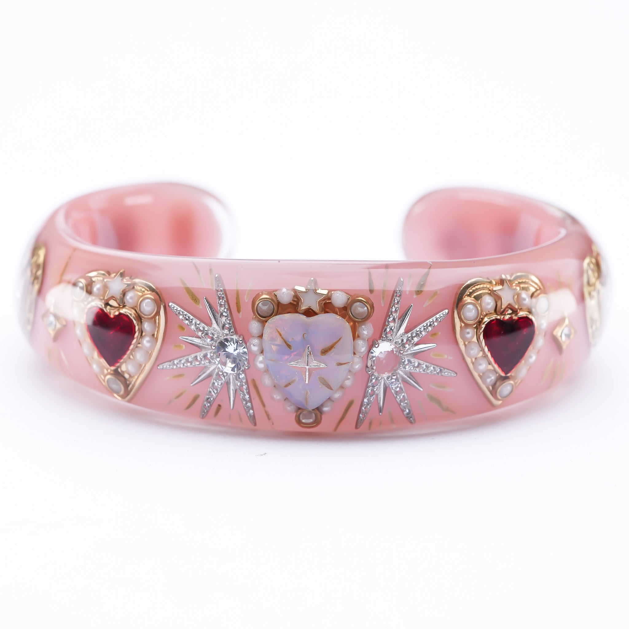 Celestial Heart Opal Bangle – Smoky Pink – RUKA