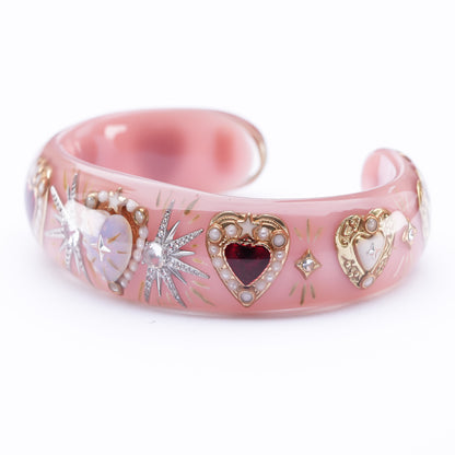 Celestial Heart Opal Bangle – Smoky Pink