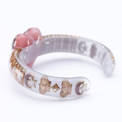 Opal Heart Crown Bangle – Smoky Pink & Gray