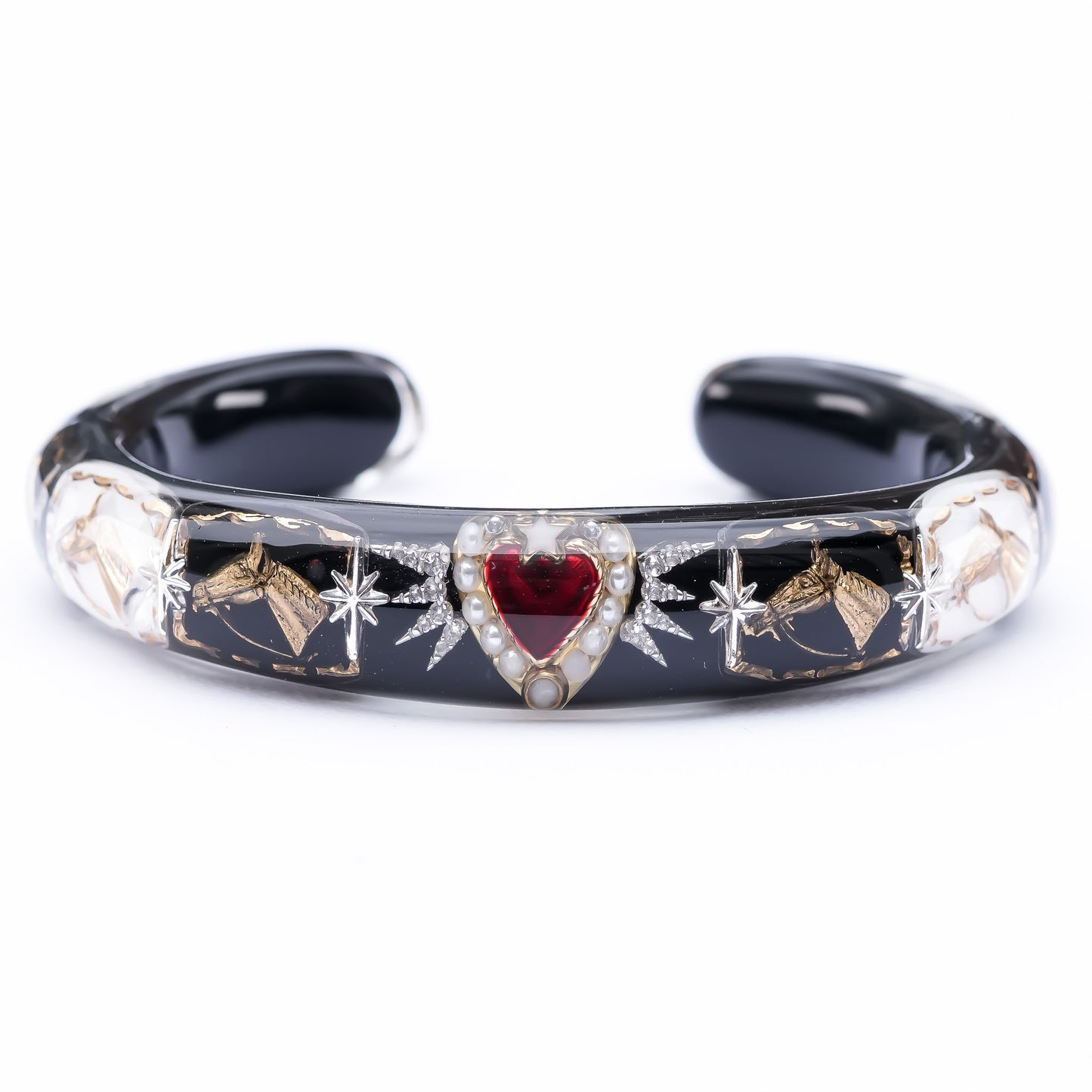Royal Horse Heart Bangle – Jet Black