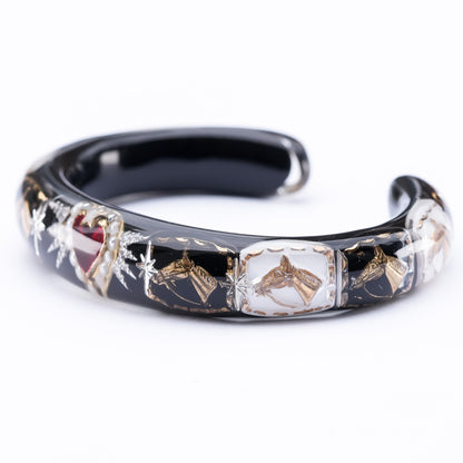 Royal Horse Heart Bangle – Jet Black