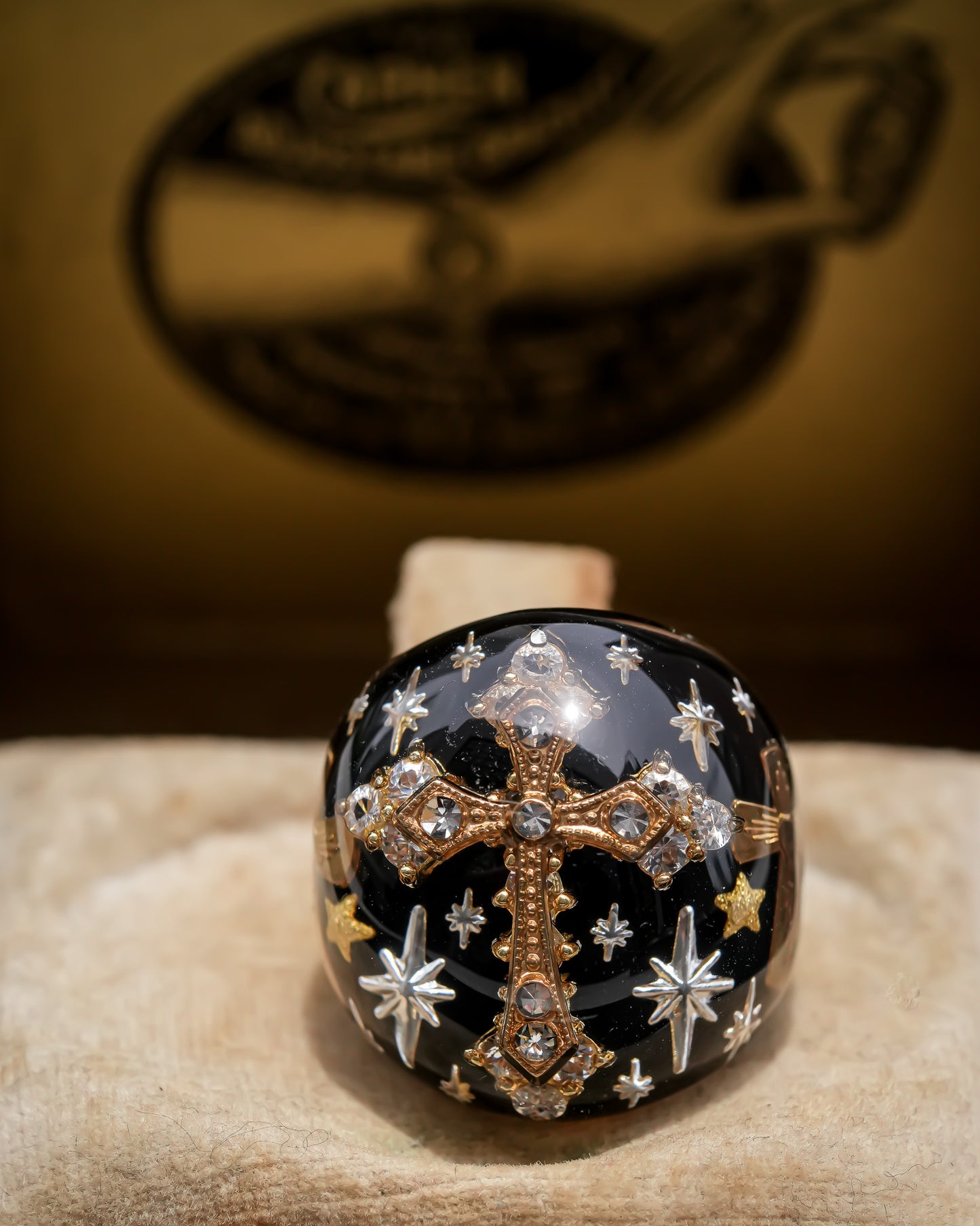 Starlit Vintage Cross Ring - Black / #12 #14