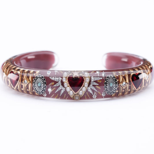 Royal Heart & Turquoise Bracelet – Smoky Brown