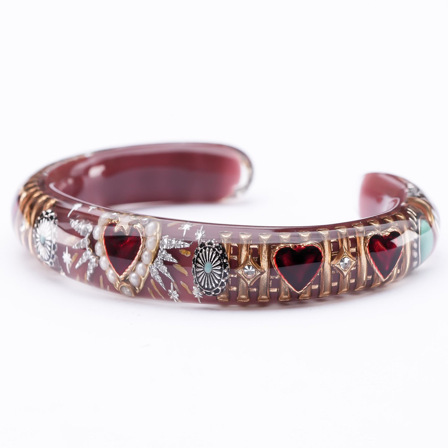 Royal Heart & Turquoise Bracelet – Smoky Brown