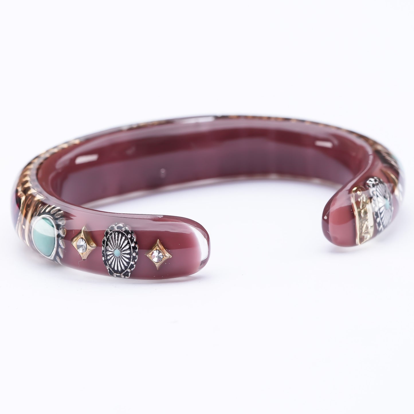 Royal Heart & Turquoise Bracelet – Smoky Brown