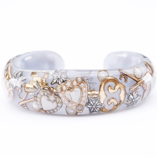 Secret Key Heart Bangle – Smoky Gray