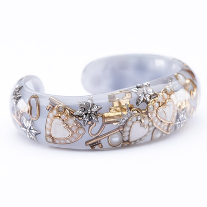 Secret Key Heart Bangle – Smoky Gray