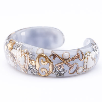 Secret Key Heart Bangle – Smoky Gray