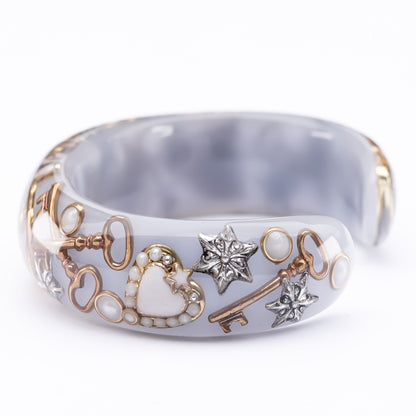 Secret Key Heart Bangle – Smoky Gray
