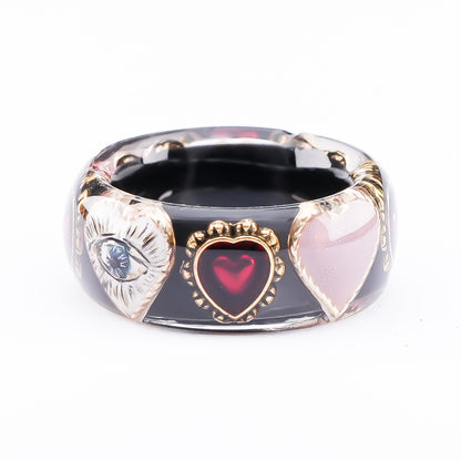 Mystic Eye Heart Ring – Jet Black / #10 #11 #18