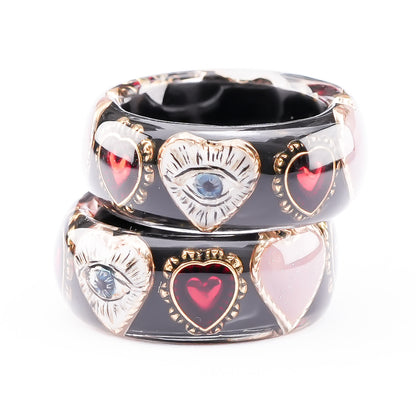 Mystic Eye Heart Ring – Jet Black / #10 #11 #18