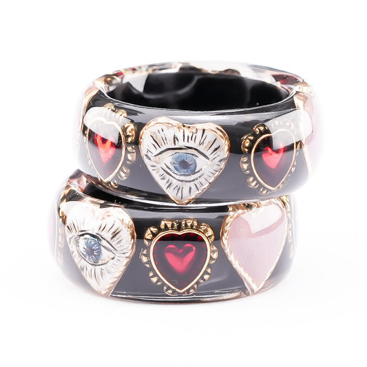 Mystic Eye Heart Ring – Jet Black / #10 #11 #18