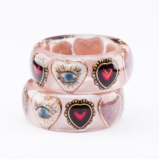 Mystic Eye Heart Ring – Smoky Pink / #11 #12