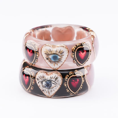Mystic Eye Heart Ring – Jet Black / #10 #11 #18