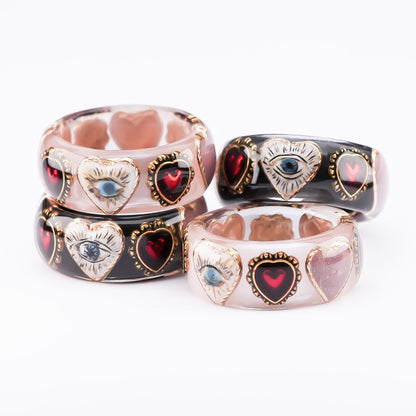 Mystic Eye Heart Ring – Jet Black / #10 #11 #18