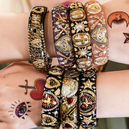 Sacred Heart Veil Bracelet – Smoky Pink × Gold × Silver