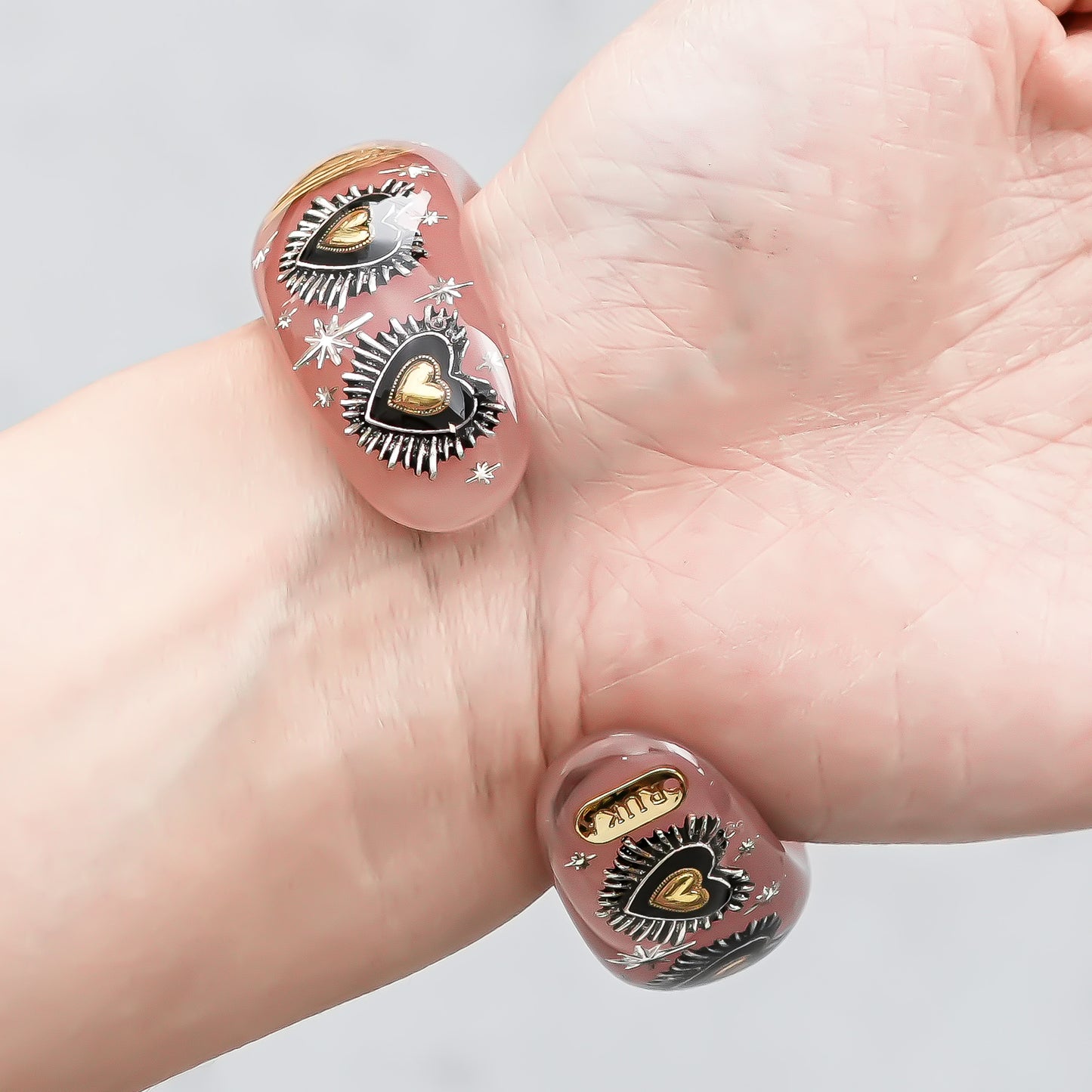 Sacred Heart Veil Bracelet – Smoky Pink × Gold × Silver