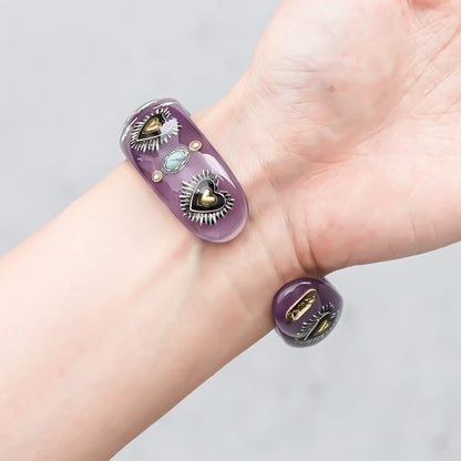 Sacred Eye Heart Bracelet - Smoky Purple × Gold × Silver