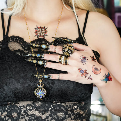 Starlit Vintage Cross Ring - Black / #12 #14