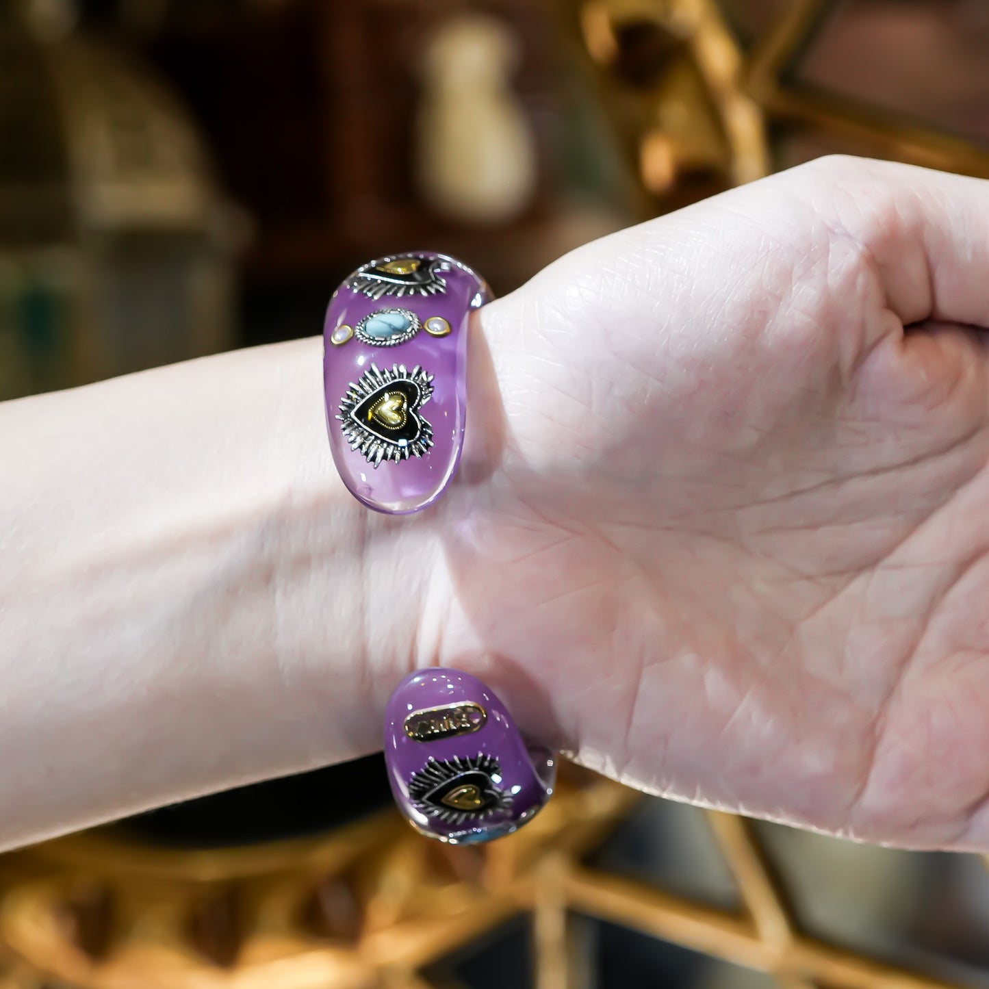 Sacred Eye Heart Bracelet - Smoky Purple × Gold × Silver