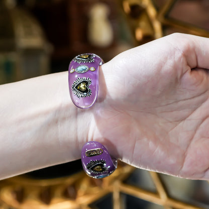 Sacred Eye Heart Bracelet - Smoky Purple × Gold × Silver