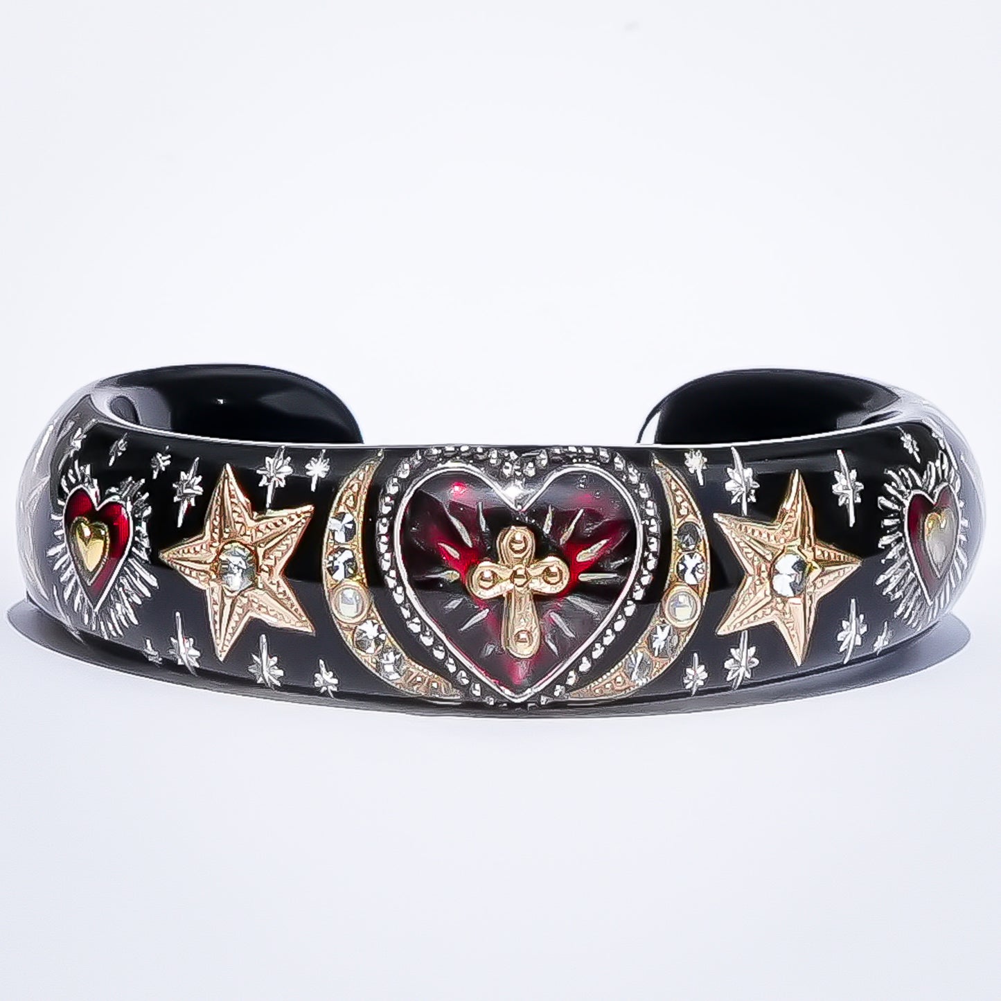 Sacred Heart Star Bracelet - Black × Red