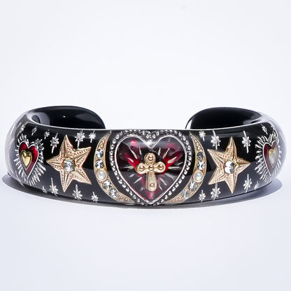 Sacred Heart Star Bracelet - Black × Red
