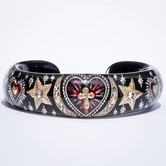 Sacred Heart Star Bracelet - Black × Red