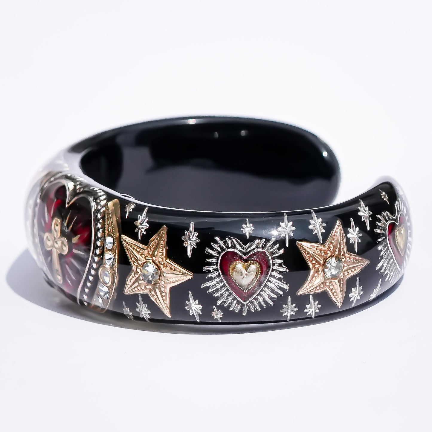 Sacred Heart Star Bracelet - Black × Red