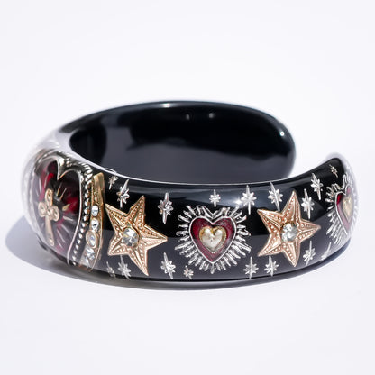 Sacred Heart Star Bracelet - Black × Red