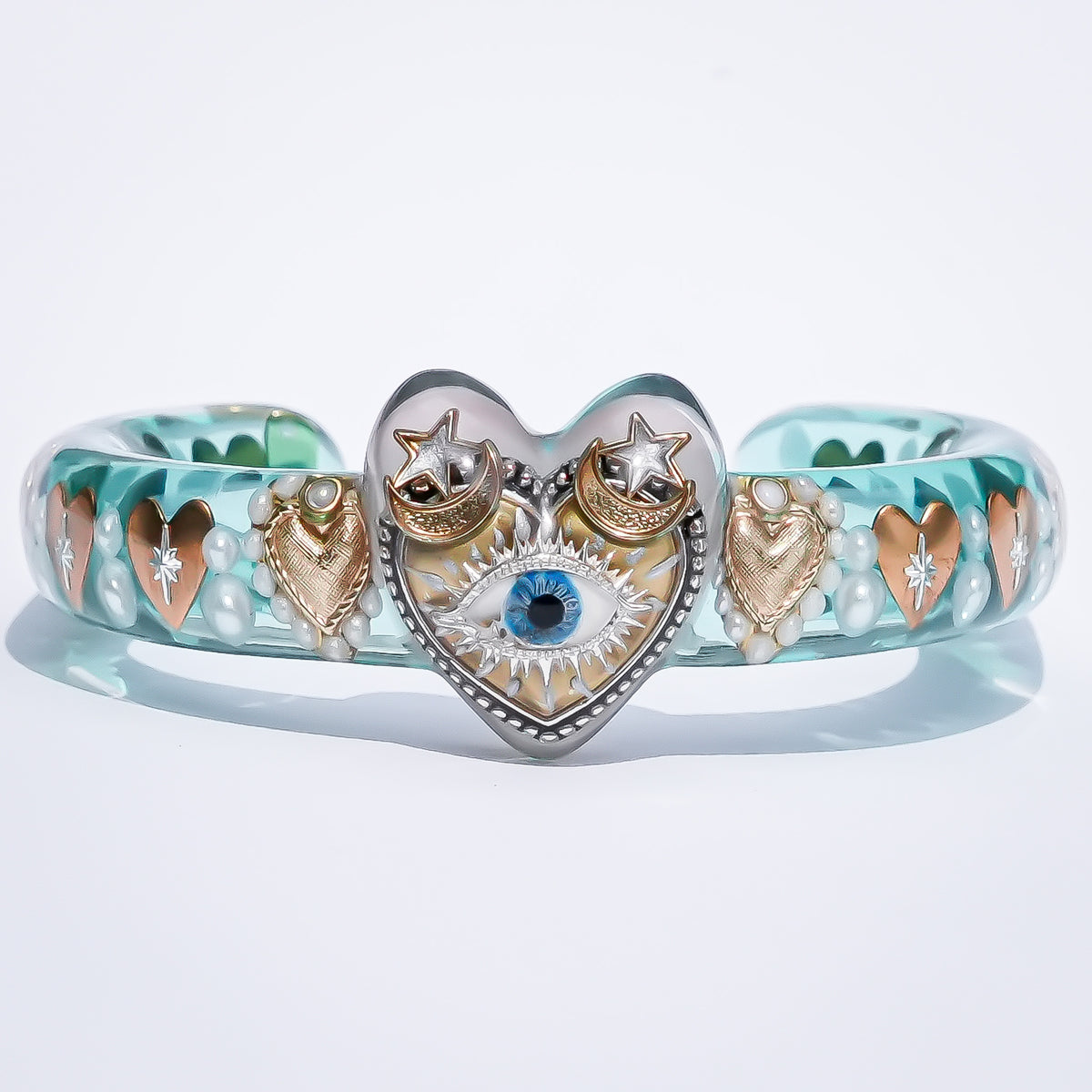 Heart of Good Fortune Bracelet - Smoky Pink × Clear Green