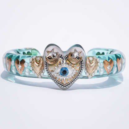 Heart of Good Fortune Bracelet - Smoky Pink × Clear Green