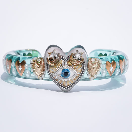 Heart of Good Fortune Bracelet - Smoky Pink × Clear Green